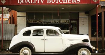 Vintage Car outside Maldon Quality Butchers